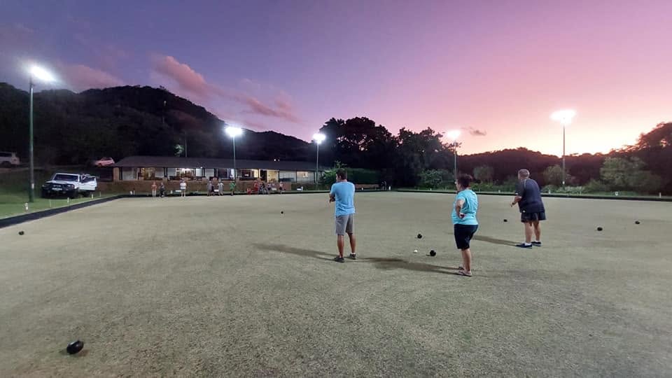 Kijat Club bowls green at sunset